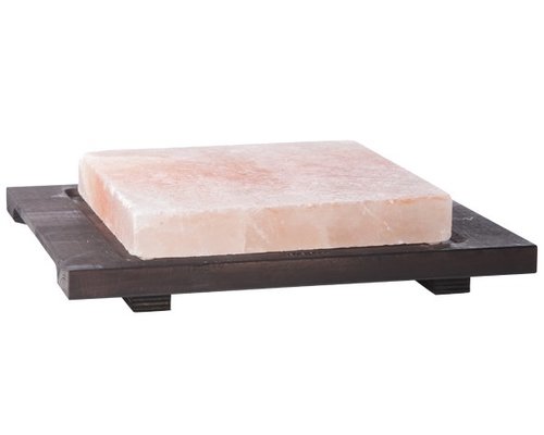BISETTI  Pierre de sel carrée 20x20x3 cm avec support en bois wengé