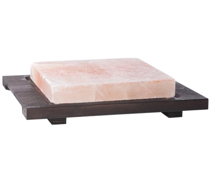 BISETTI  Zoutsteen vierkant 20x20x3 cm op wenge basis