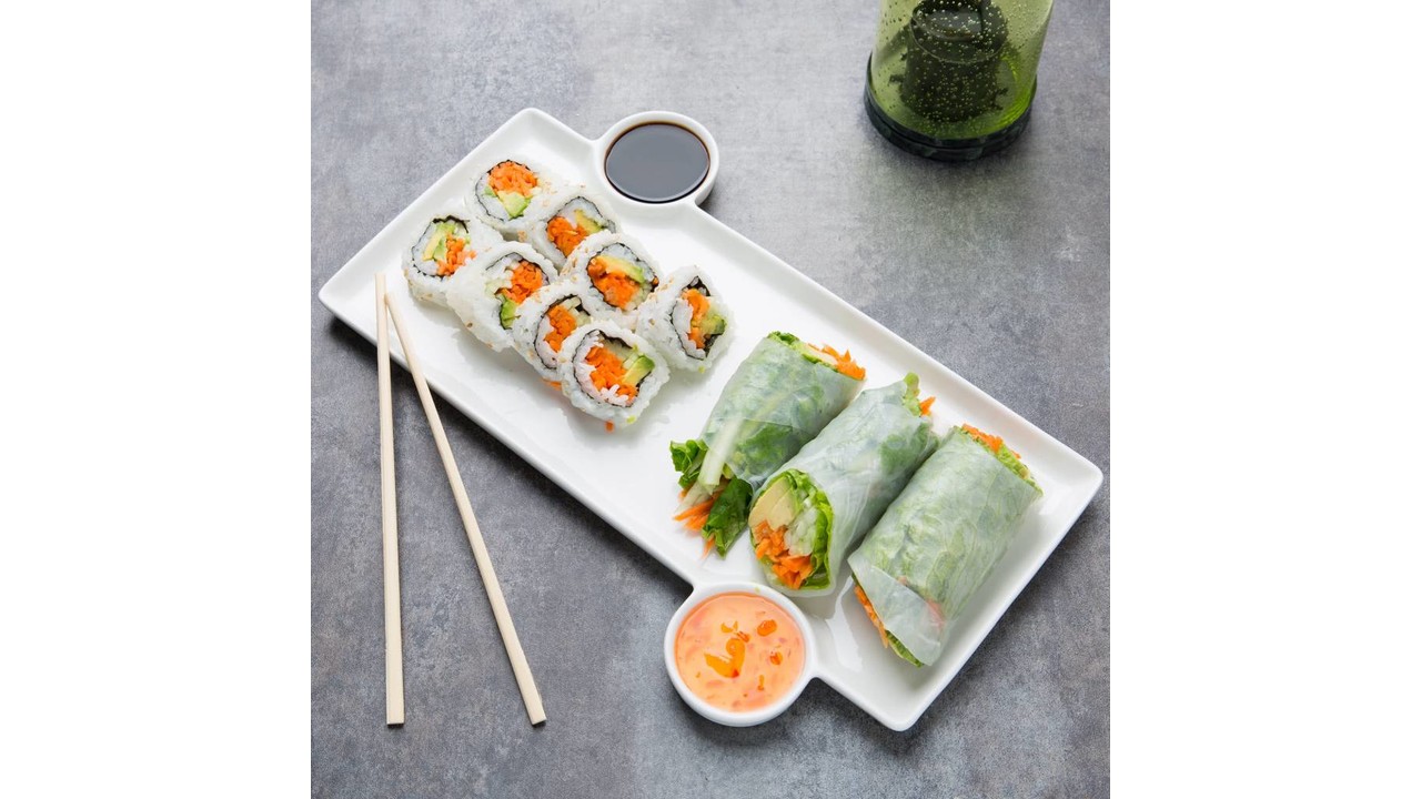 Sushi Plate 33x23x1 3 Cm With 2 Built In Sauce Cups M T International Hotel Restaurant Supplies Nv