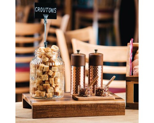 M&T Houten plankje met 2 mini glazen potjes