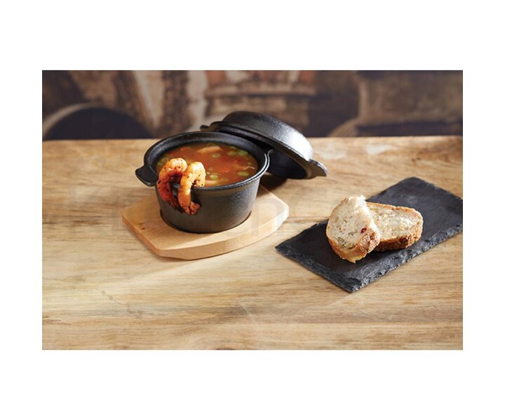 M&T Cast iron pot 11,8 cm with wooden underliner