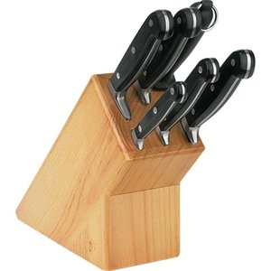 M & T  Knife block wood 7 pieces set