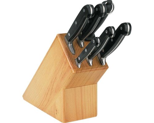 M & T  Knife block wood 7 pieces set