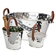 M & T  Ice bucket hammered s/s  with brown leatherette handle