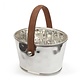 M&T Seau à glaçons en inox martelé avec anse en simili cuir brun