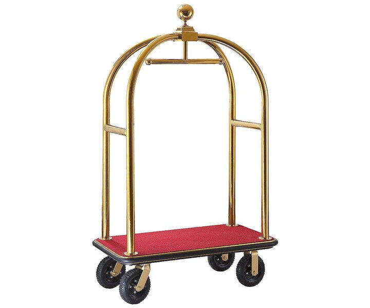 M&T Bagage wagen " Bird cage " goudkleurig met rood tapijt