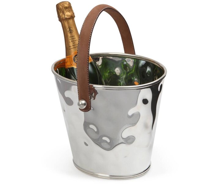 M&T Wine & champagne cooler hammerd s/s with brown leatherette handles