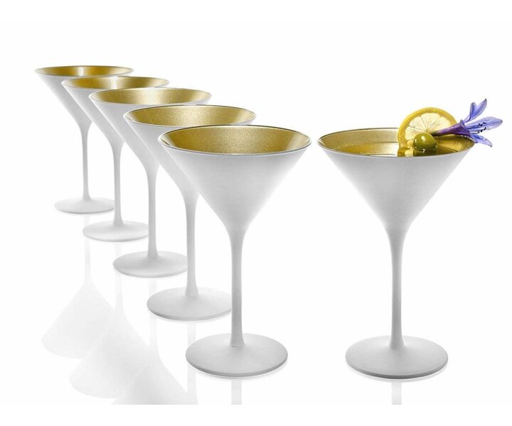 STÖLZLE  Martini cocktail & Champagne glass 24 cl white/gold Olympic