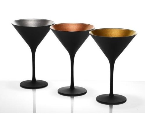 STÖLZLE  Martini cocktail & Champagne glas 24 cl zwart/zilver Olympic