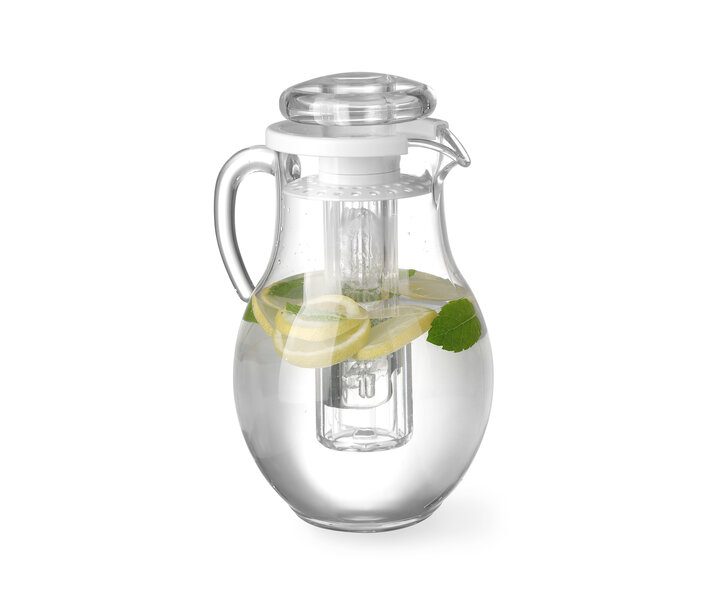 M&T Pichet 3 litres SAN plastique  avec tube à glaçons  pour le rafraichissement.