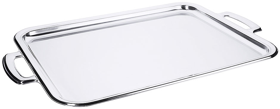 Brandsseller Plateau De Service Rectangulaire 47x21 Cm En Aluminium Brossé Avec Poignées