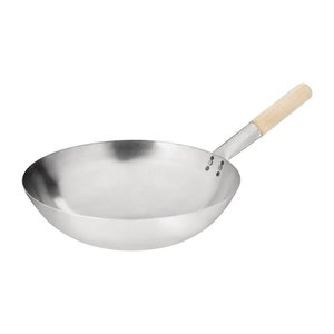 M & T  Wok zacht staal 36 cm ronde bodem