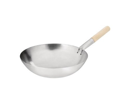 M & T  Wok zacht staal 36 cm ronde bodem