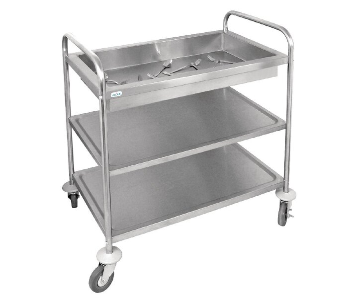 VOGUE  Chariot 3 niveaux pour débarrassage plateau supérieure creux 10 cm