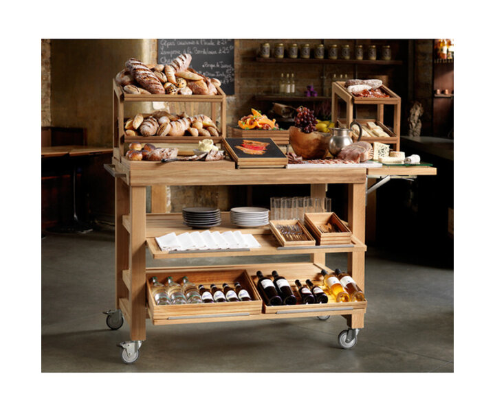 CRASTER  Chariot de service buffet chène