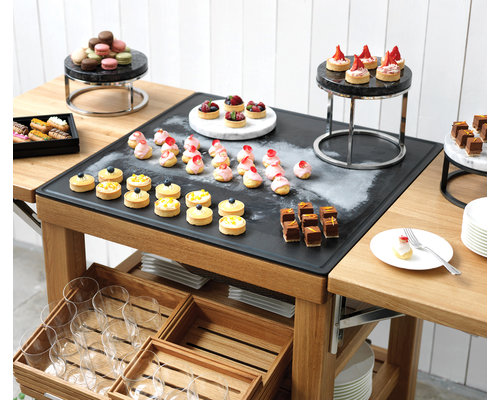 CRASTER  Buffet presentatie wagen mat gelakte eik warm & koud