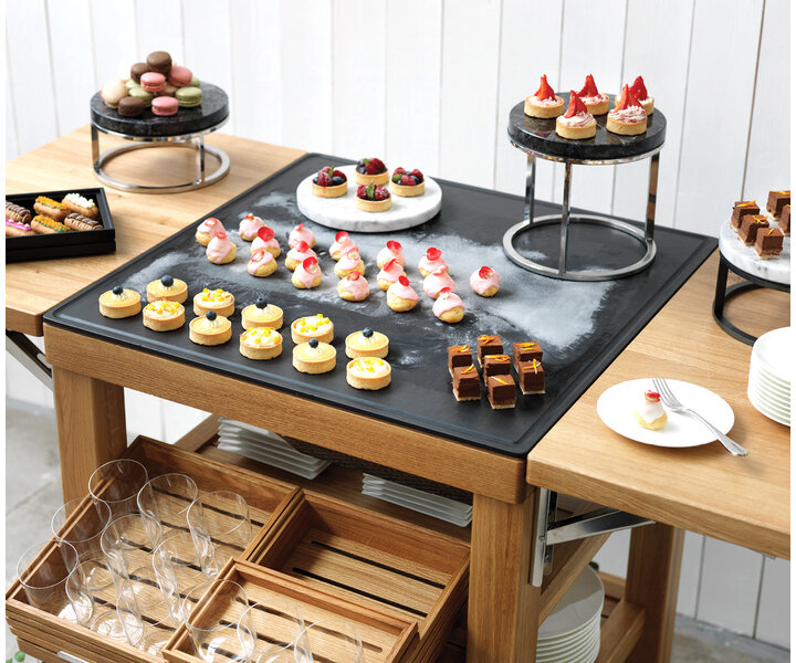 CRASTER  Buffet presentatie wagen mat gelakte eik warm & koud