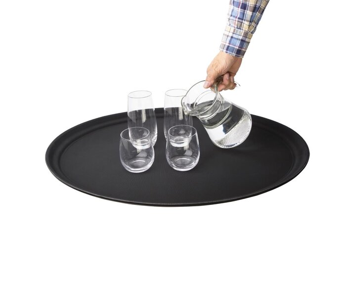 M&T Oval non-slip tray 56 x 68 cm XL black