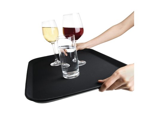 OLYMPIA DIENBLADEN  Rectangular non-slip tray black