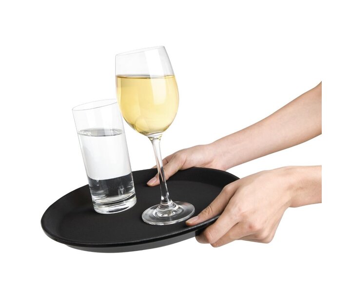 OLYMPIA DIENBLADEN  Round non-slip tray black 28 cm