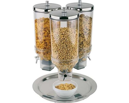 M & T  Cereal dispenser 3 x 4,5 liter on s/s rotation base