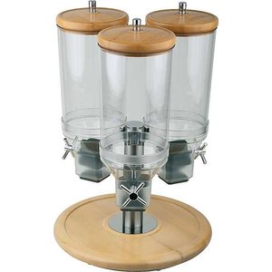 M&T Distributeur de céréales 3 x 4,5 litres sur  base rotatif en bois
