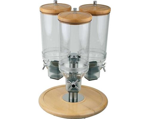 M & T  Distributeur de céréales 3 x 4,5 litres sur  base rotatif en bois