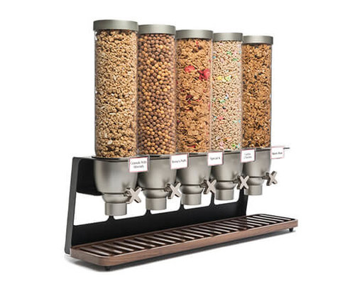 ROSSETO Cereal dispenser 5 x 4,9 liter on walnut wooden base