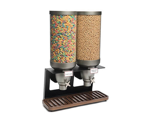 ROSSETO Cereal dispenser 2 x 13 liter on wooden walnut base