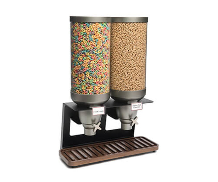 ROSSETO Cereal dispenser 2 x 13 liter on wooden walnut base