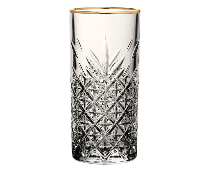 PASABAHCE Longdrink  glas 30 cl met  gouden boord Timeless Vintage