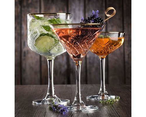 PASABAHCE Longdrink  glass 30 cl with golden rim Timeless Vintage