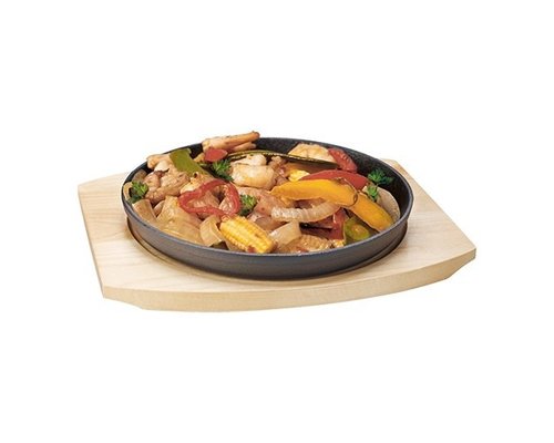 M&T Bistropan 22 cm gietijzer inclusief houten onderbord