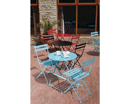 M & T  Table round 59,5 cm foldable seaside blue