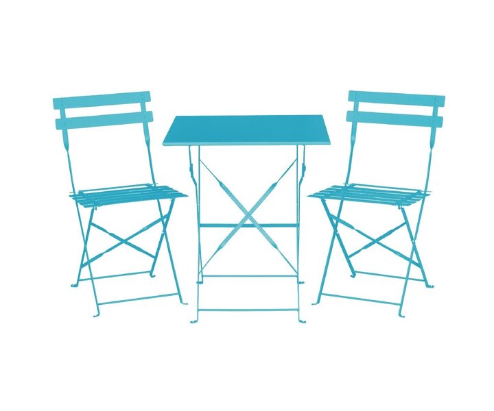 M&T Table carrée 60 x 60 cm pliable turquoise