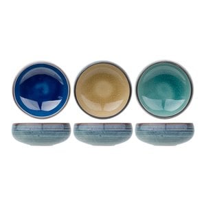 M & T  Set 3 bowls assorted blue, green and sand color