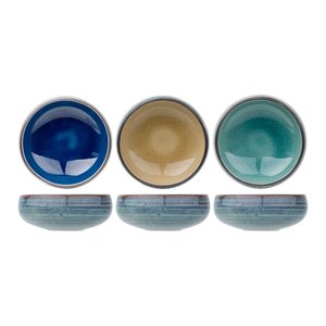 M & T  Set 3 kommetjes blauw, groen en zand kleur