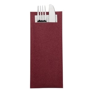 EUROPOCHETTE  Kraft burgundy  cutlery pouch with champagne color napkin box 600 pcs