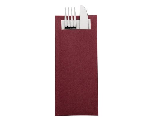 EUROPOCHETTE  Kraft burgundy  cutlery  pouch with champagne color napkin box 600 pcs