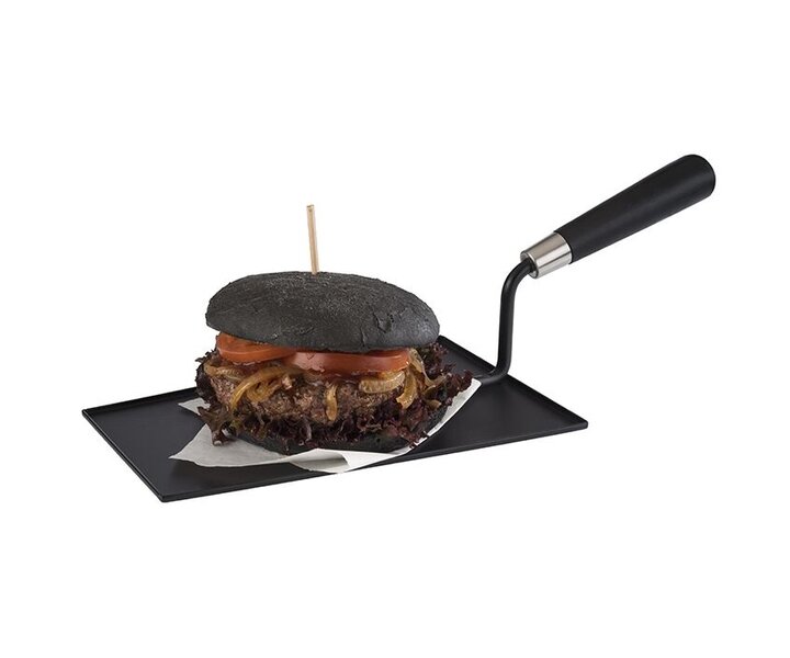 M&T Truelle de service en inox noir avec manche en bois