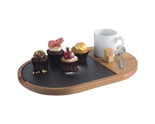 M & T  Serving board with slate insert 28 x 17,5 cm