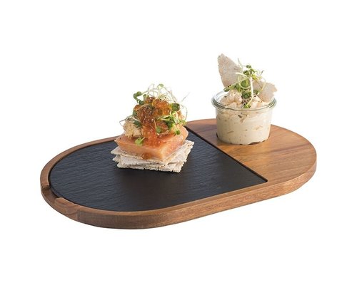 M & T  Serving board with slate insert 28 x 17,5 cm