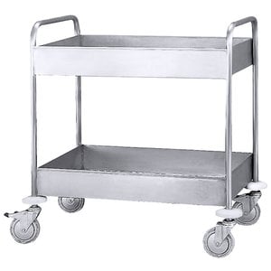 M & T  Clearing trolley with 2 deep shelves