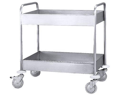 M & T  Clearing trolley with 2 deep shelves