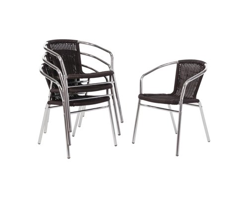 M & T  Aluminium en PE rotan stoel zwart