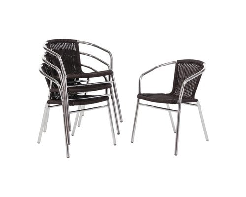 M & T  Fauteuils en rotin noir et aluminium empilables