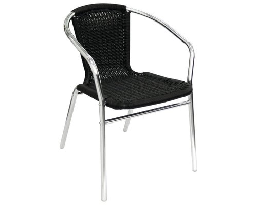 M & T  Fauteuils en rotin noir et aluminium empilables