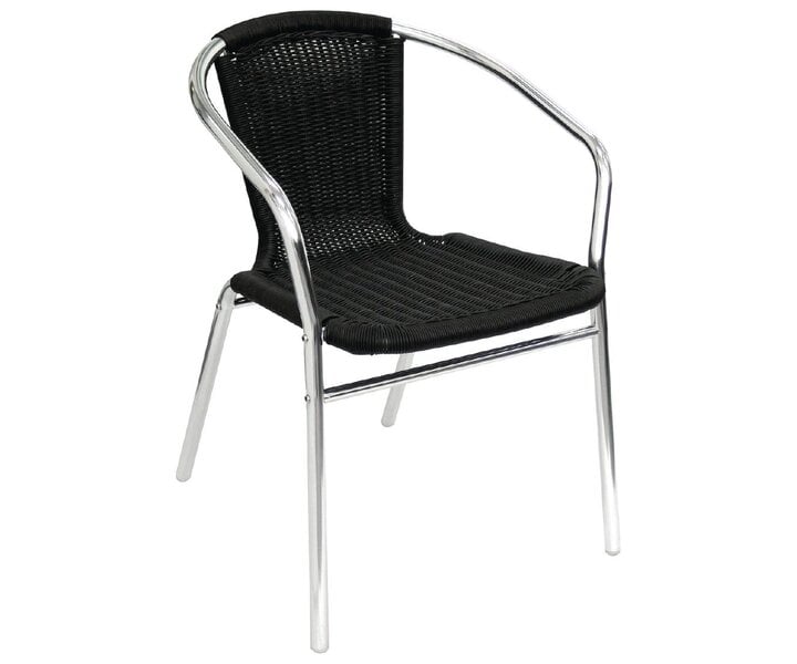 M&T Fauteuils en rotin noir et aluminium empilables
