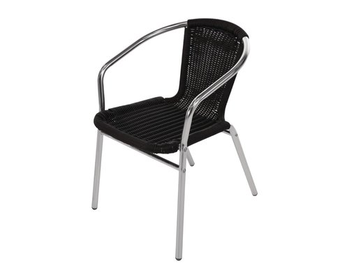 M & T  Fauteuils en rotin noir et aluminium empilables