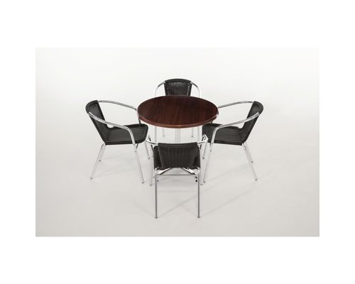 M & T  Fauteuils en rotin noir et aluminium empilables